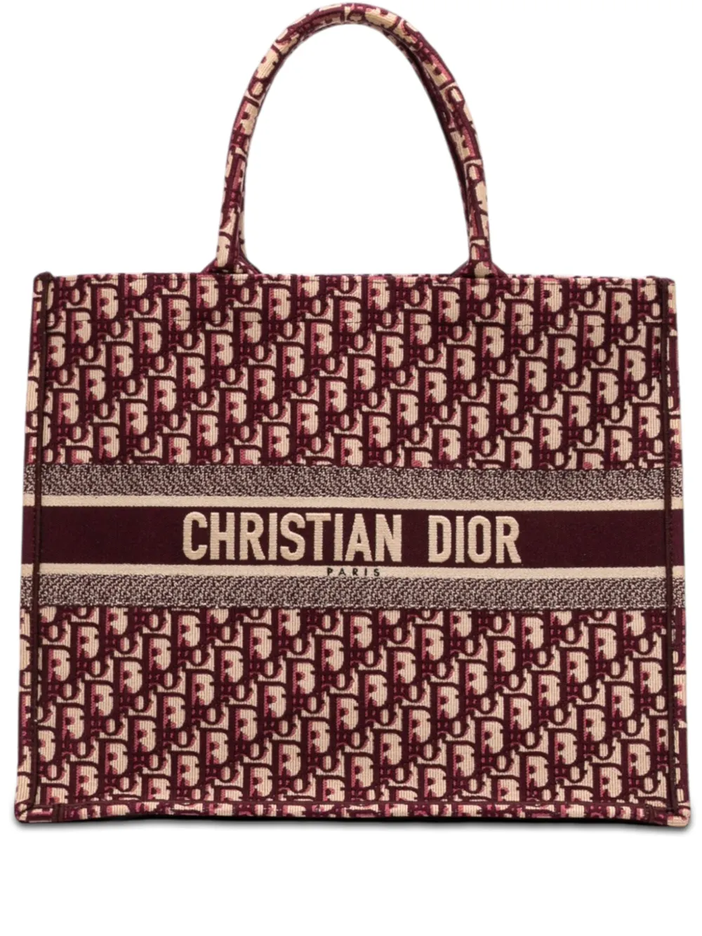 Christian Dior Pre-Owned 2019 Large Oblique Embroidered Canvas Book tote bag - Rot