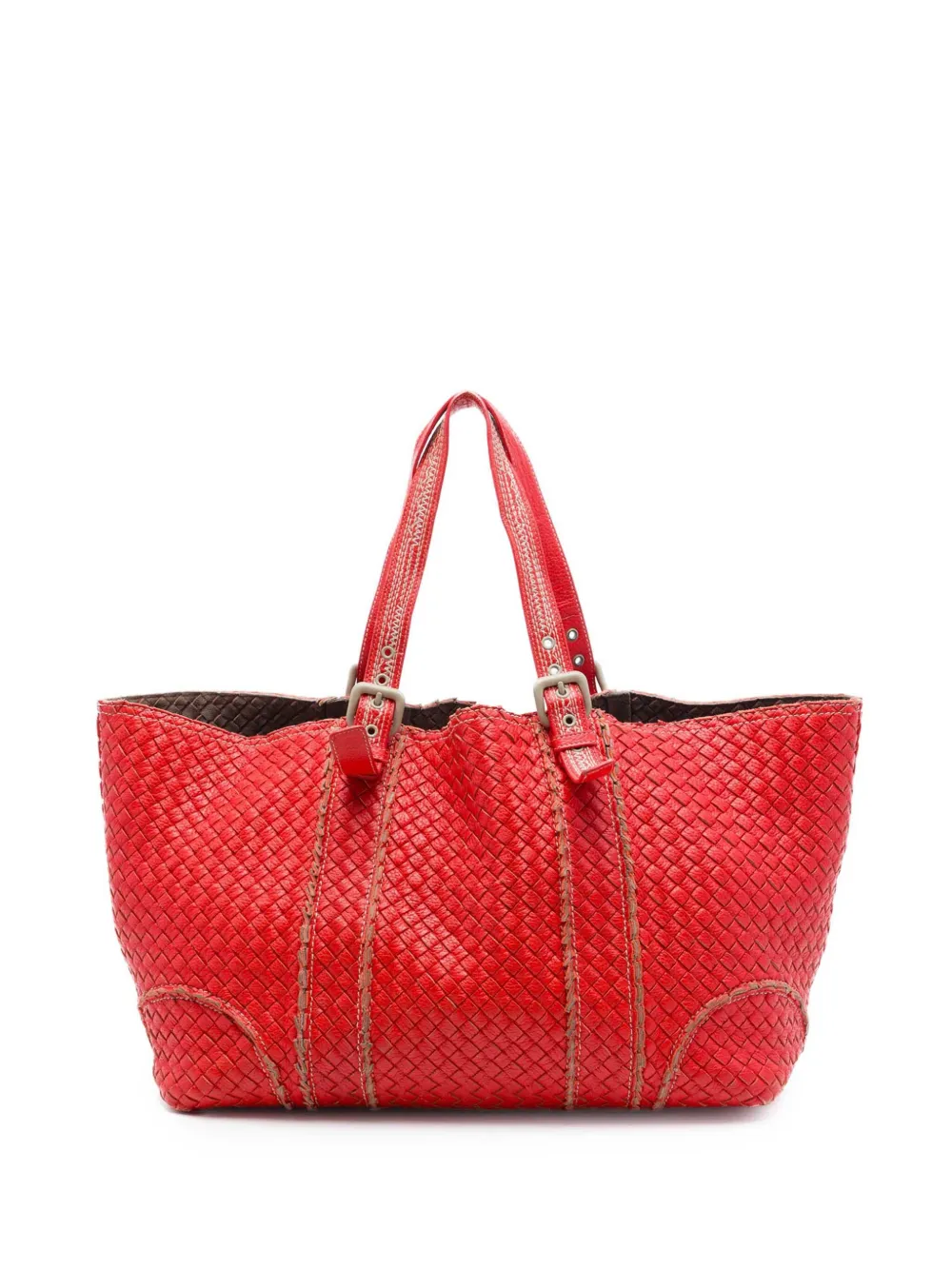 Bottega Veneta Pre-Owned 2012-2026 XL Nappa Intrecciato Stitch tote bag - Orange