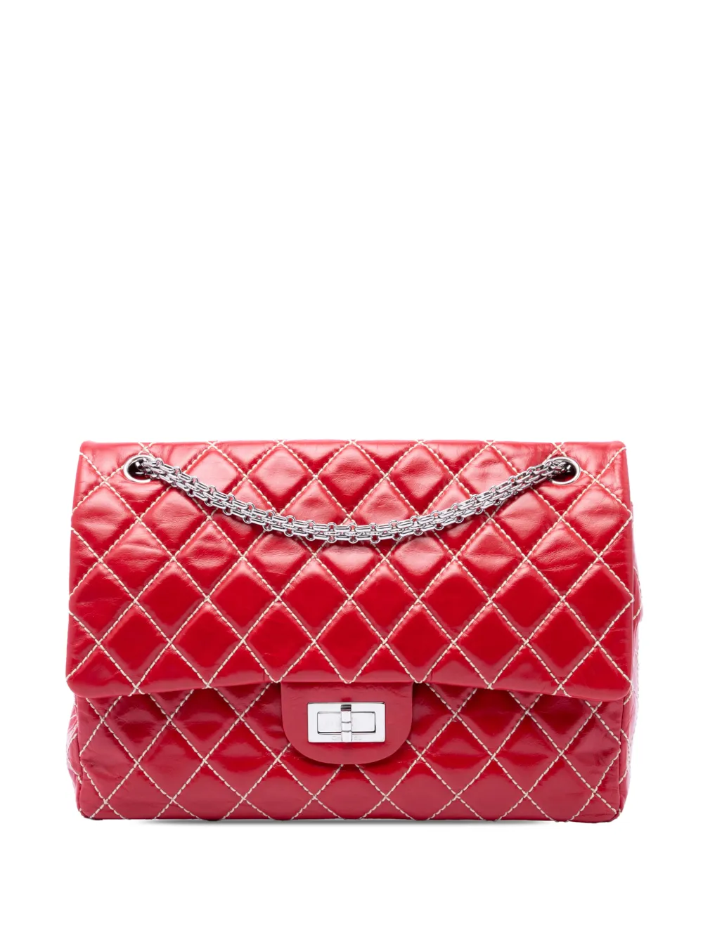 CHANEL Pre-Owned 2008-2009 Quilted Glazed Calfskin Reissue 2.55 Surpique Double Flap 227 shoulder bag - Rosso