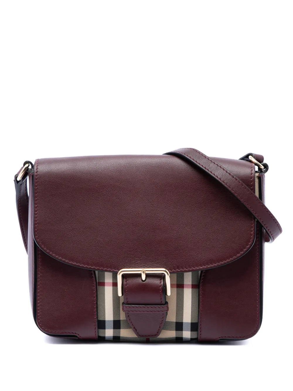Burberry Pre-Owned 2000-2017 Small Haymarket Check Nylon and Leather Dickens crossbody bag - Rosso