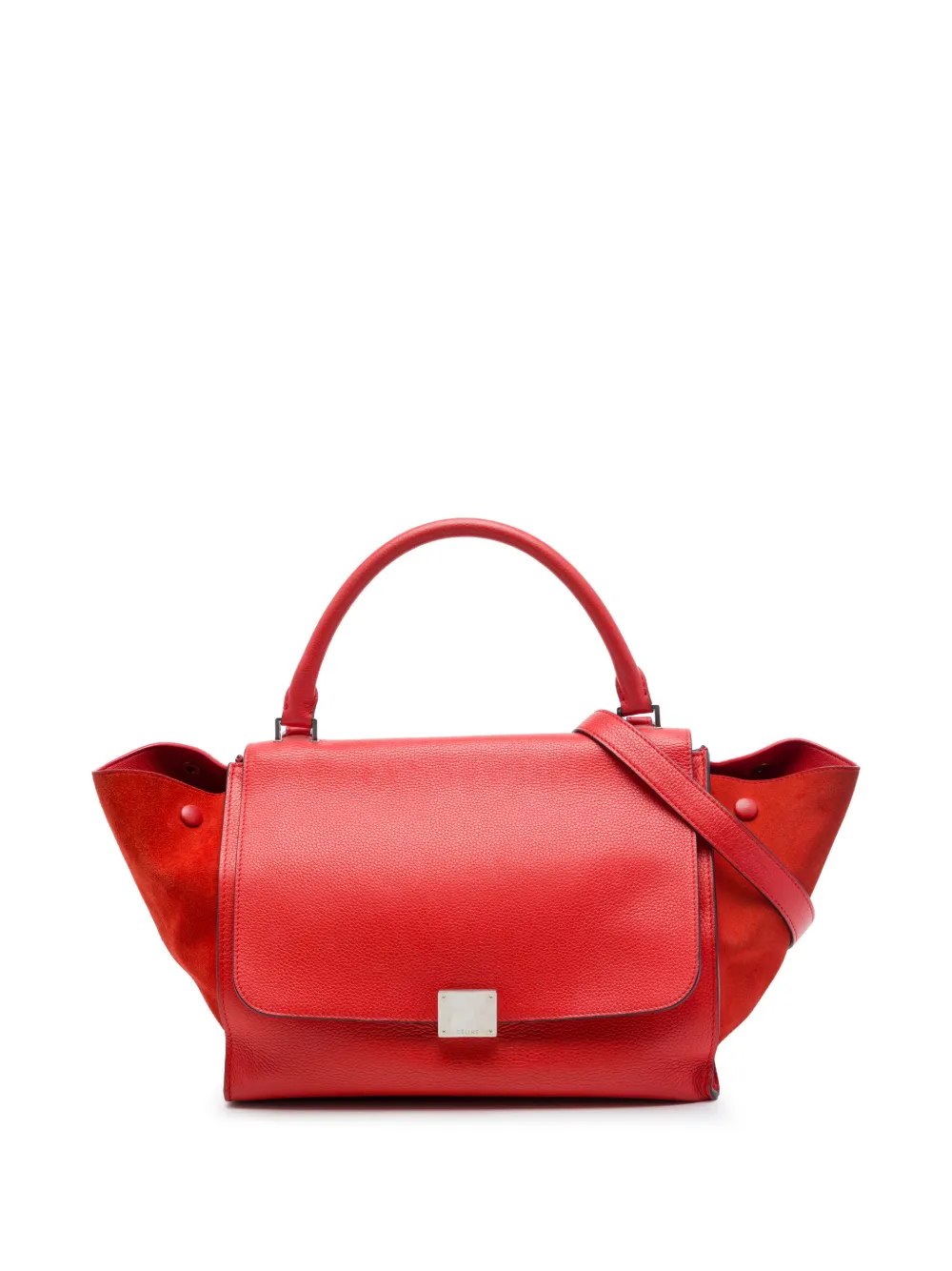 Celine Pre-Owned 2013 Medium Drummed Calfskin and Suede Trapeze satchel - Rot