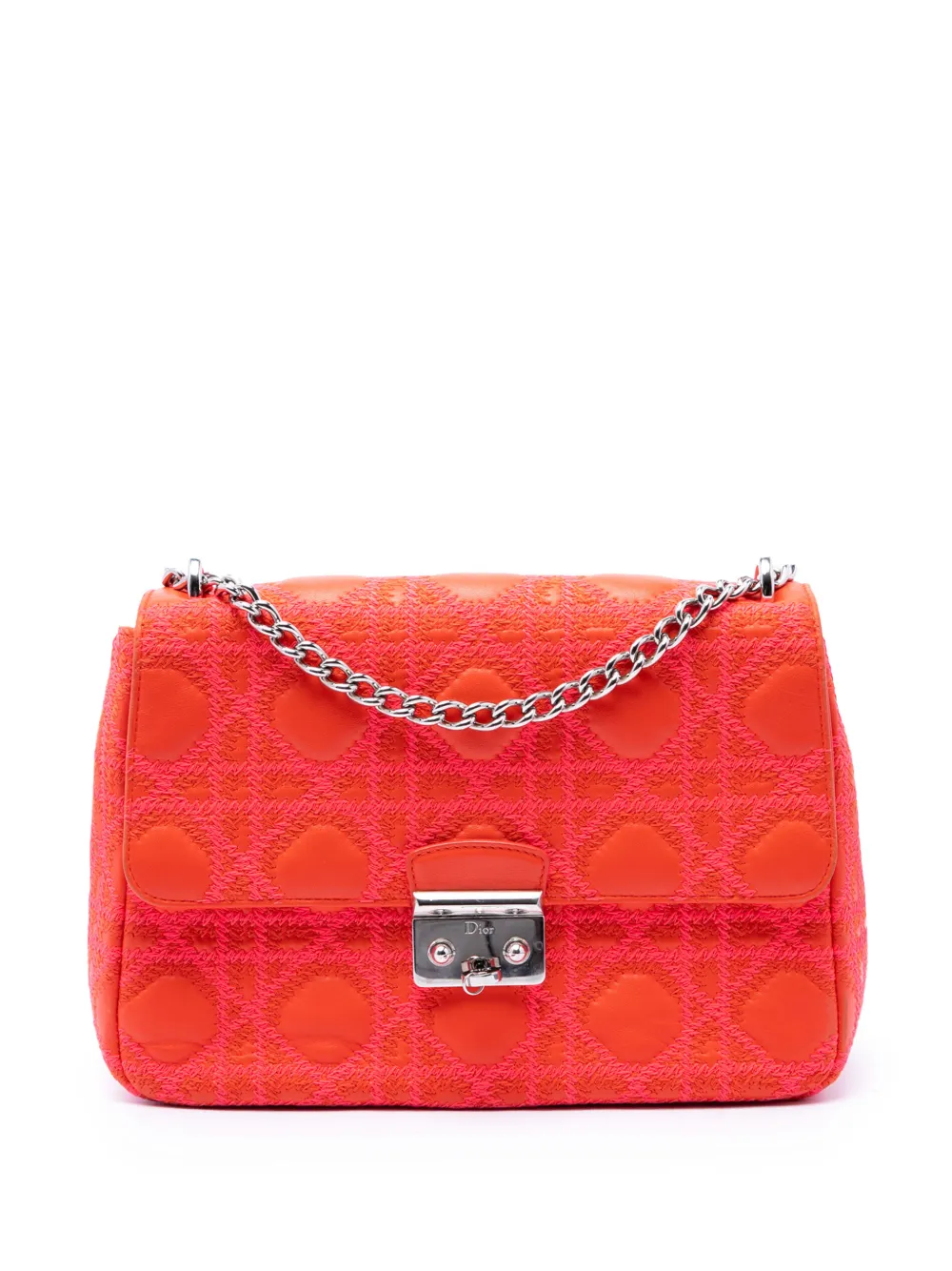 Christian Dior Pre-Owned 2013 Medium Embroidered Lambskin Cannage Miss Dior Flap shoulder bag - Arancione