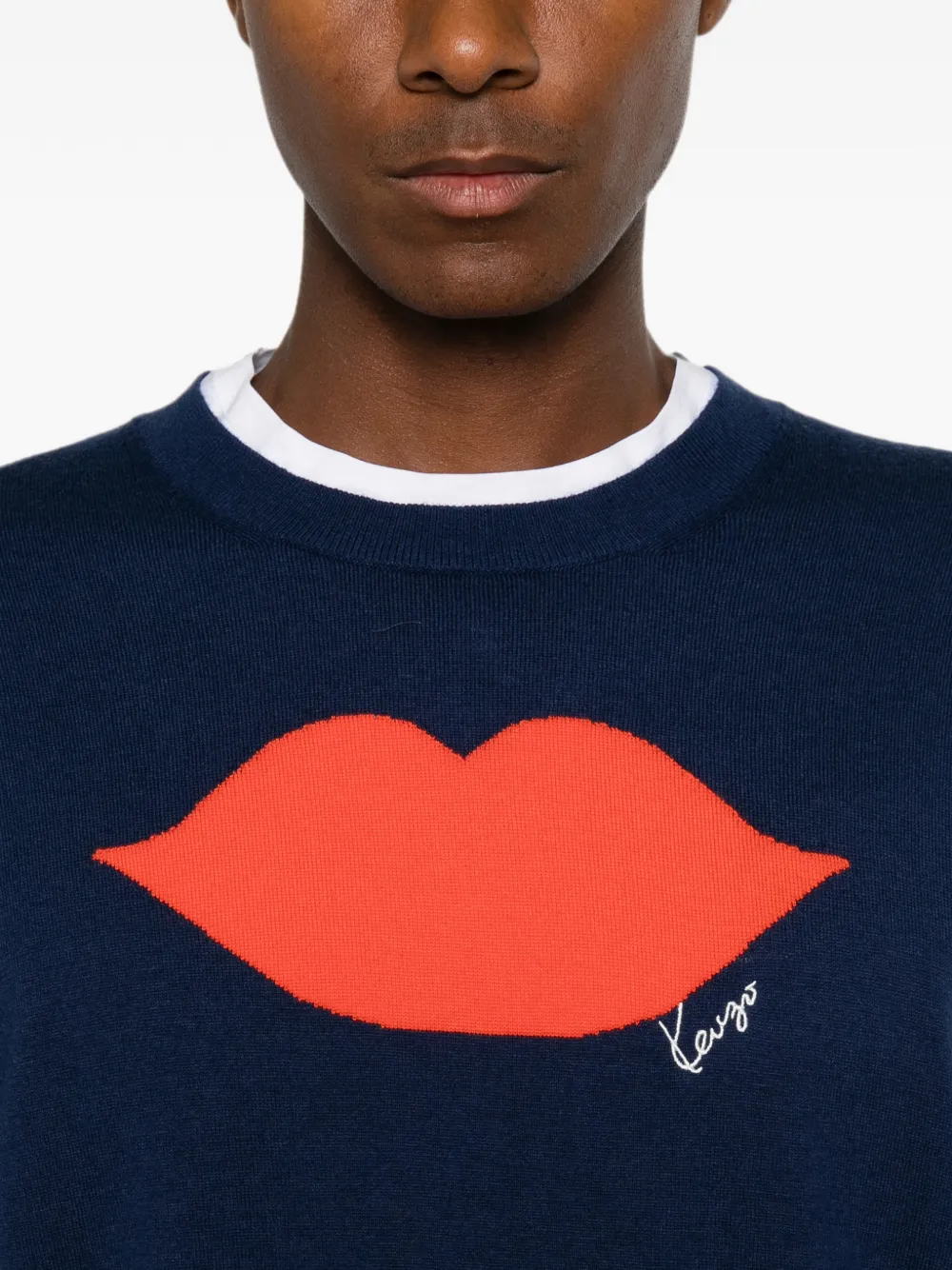 Kenzo Trui met korte mouwen en lippen-intarsia Blauw