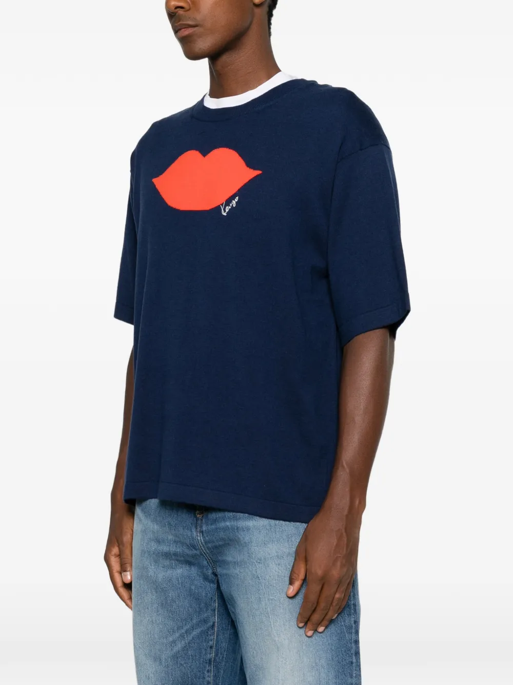 Kenzo Trui met korte mouwen en lippen-intarsia Blauw