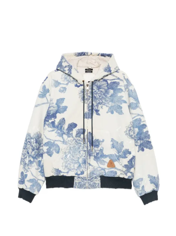 R13 Floral-print Hooded Jacket in White