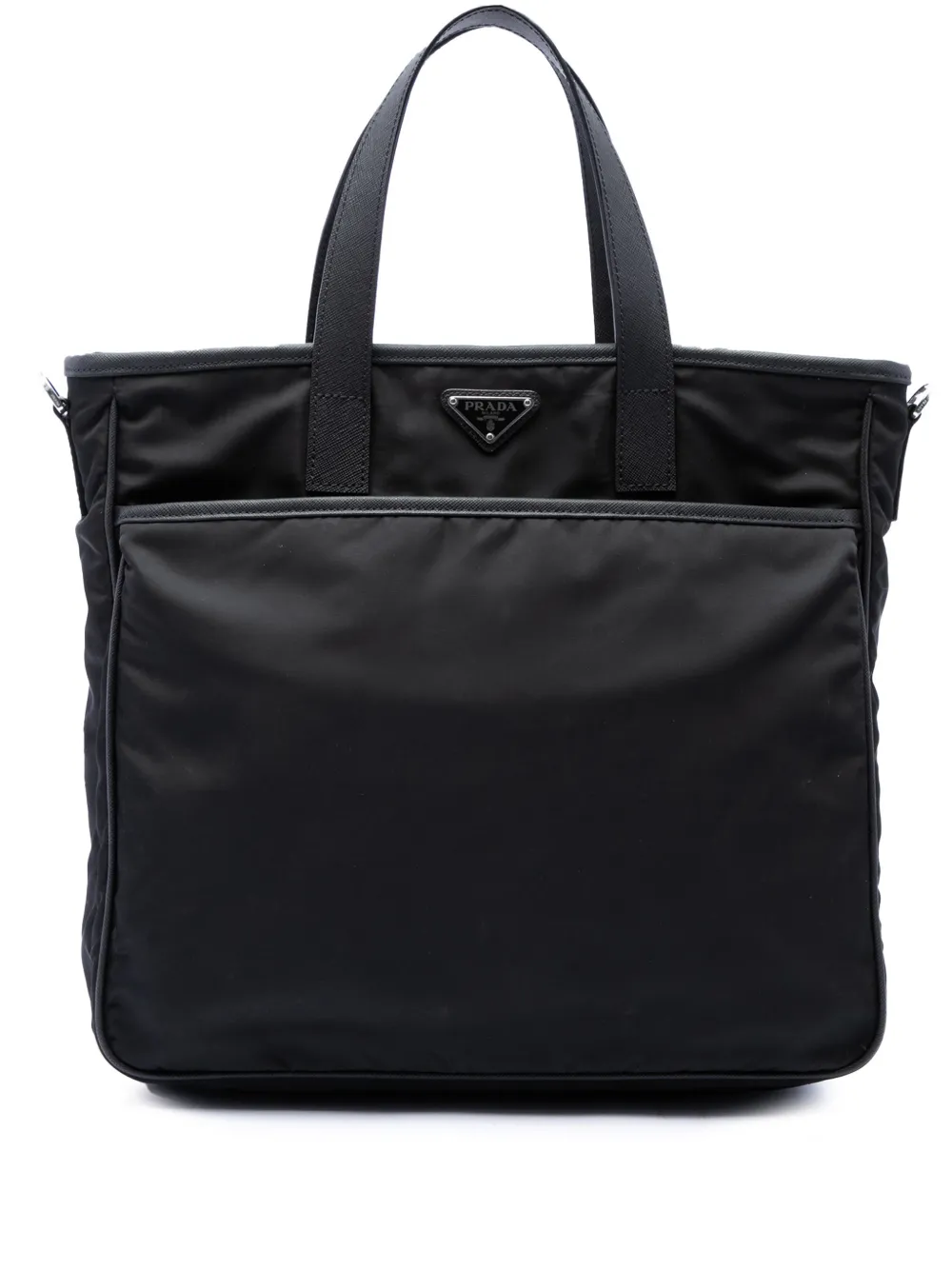 Prada Pre-Owned 2013-2026 Saffiano Trimmed Tessuto Convertible Tote satchel - Schwarz