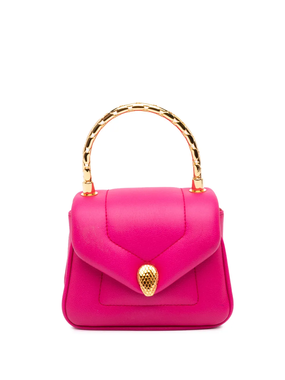 Bvlgari Pre-Owned 2023 Micro Calfskin Serpenti Reverse Top Handle Bag satchel - Rosa