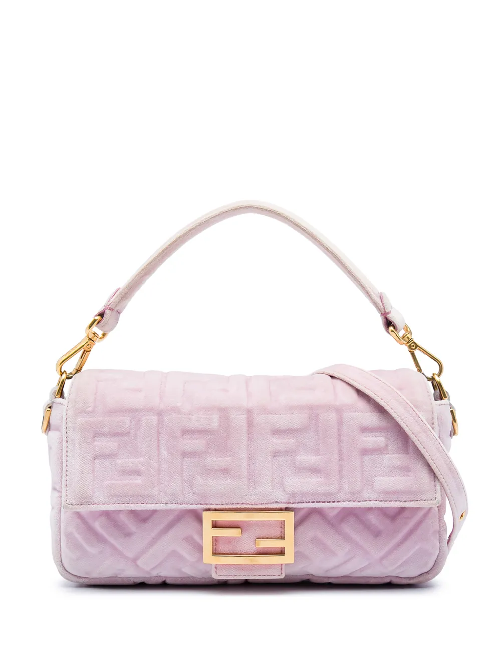 Fendi Pre-Owned 2010-2026 Zucca Embossed Velvet Baguette satchel - Rosa