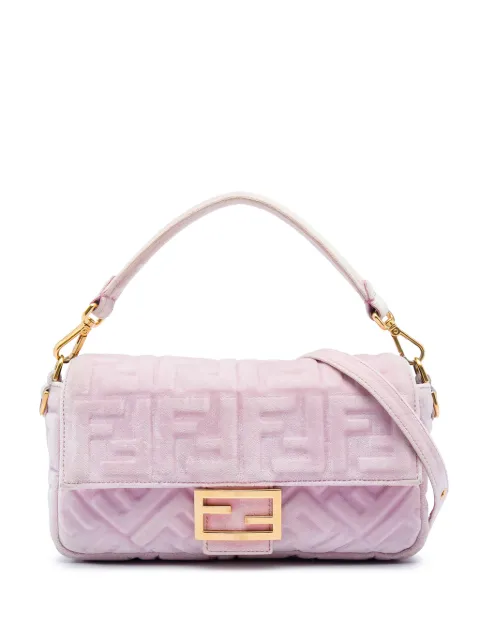 Fendi Pre-Owned 2010-2026 Zucca Embossed Velvet Baguette satchel