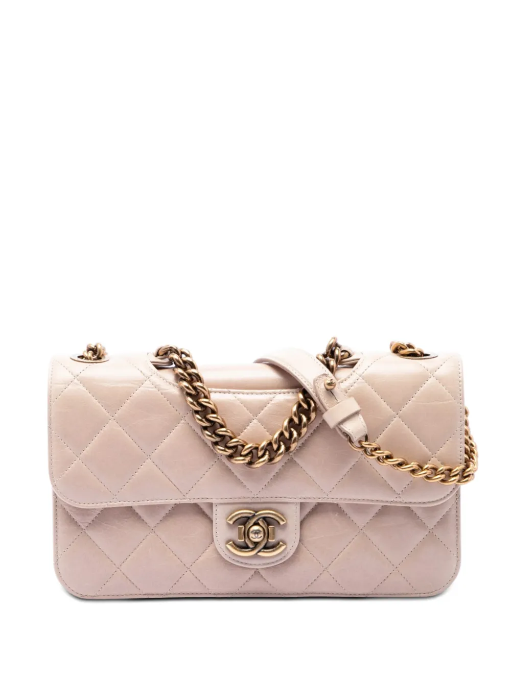 CHANEL Pre-Owned 2014-2015 Medium Quilted Glazed Calfskin Perfect Edge Flap satchel - Toni neutri