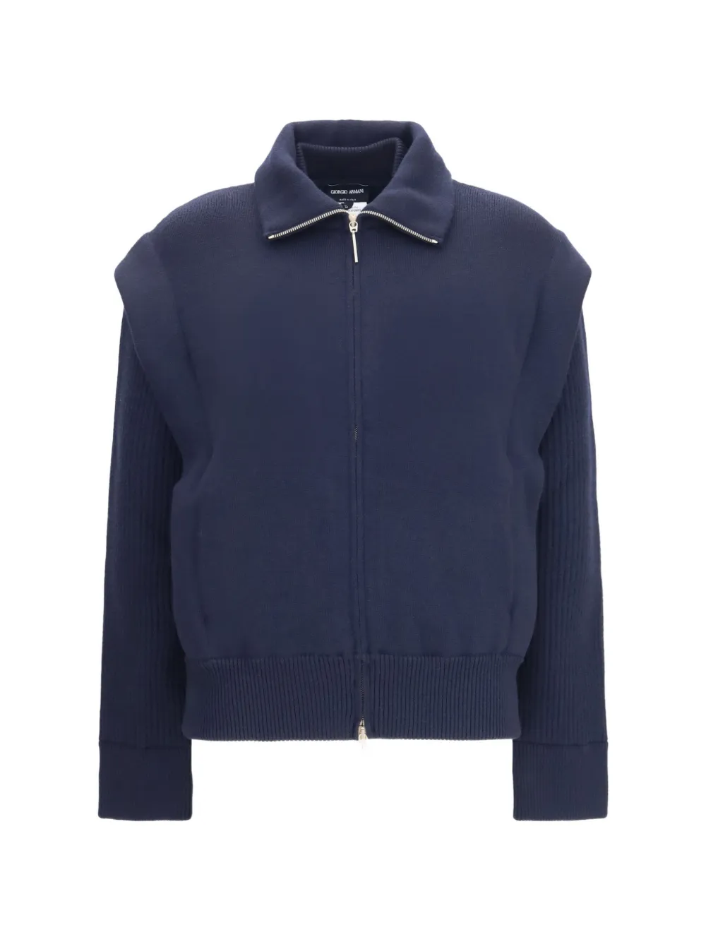 Giorgio Armani ribbed-knit panelled jacket - Blau