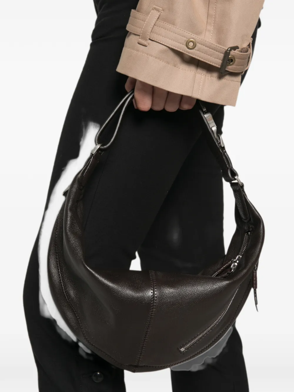 LEMAIRE Quiver Clip mini-tas van bewerkt buffelleer Bruin