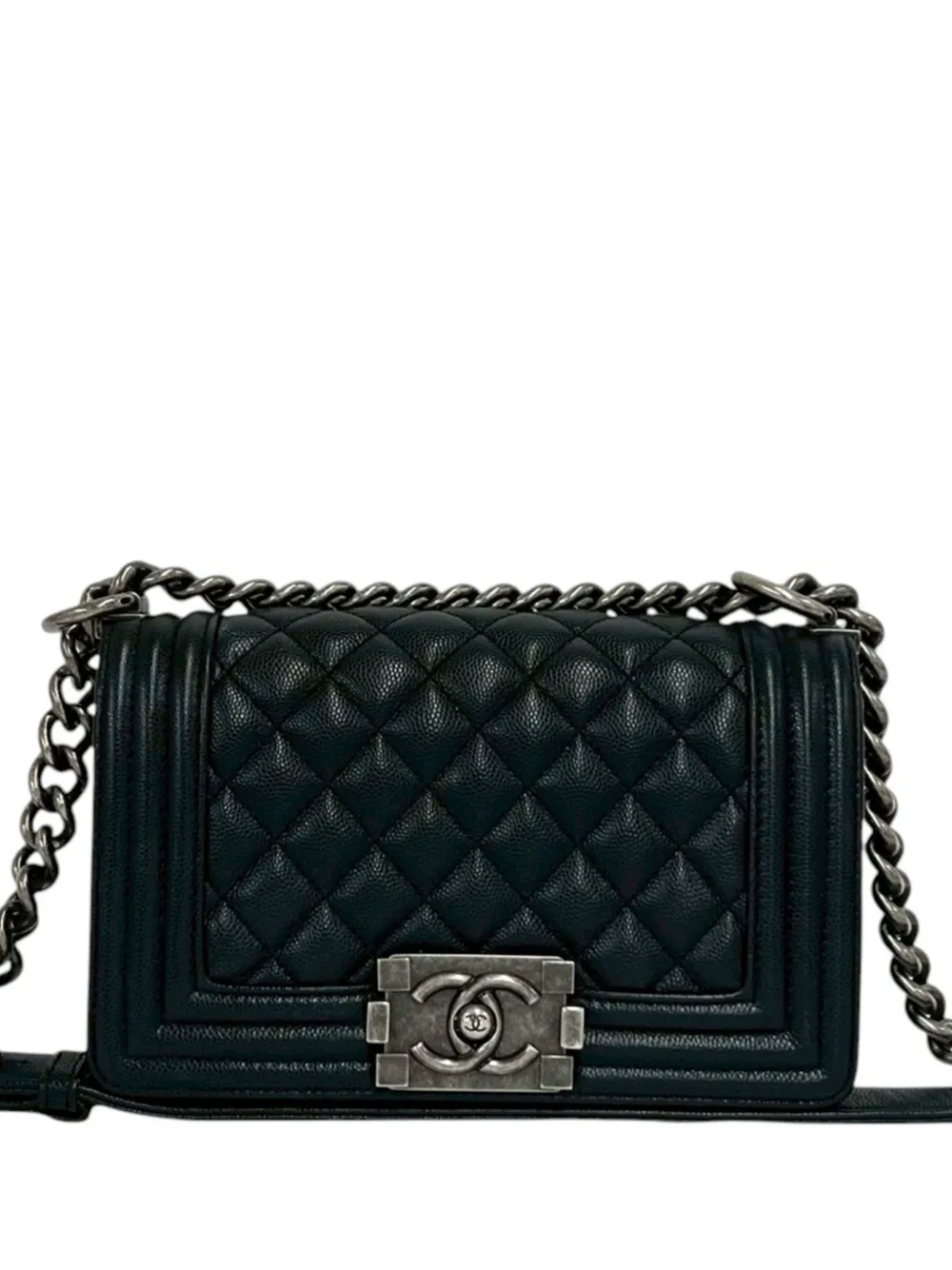 CHANEL Pre-Owned 2019 Small Quilted Caviar Boy Flap crossbody bag - Nero