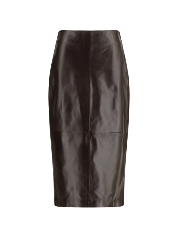 Arma Meeka Palermo Leather Skirt in Brown