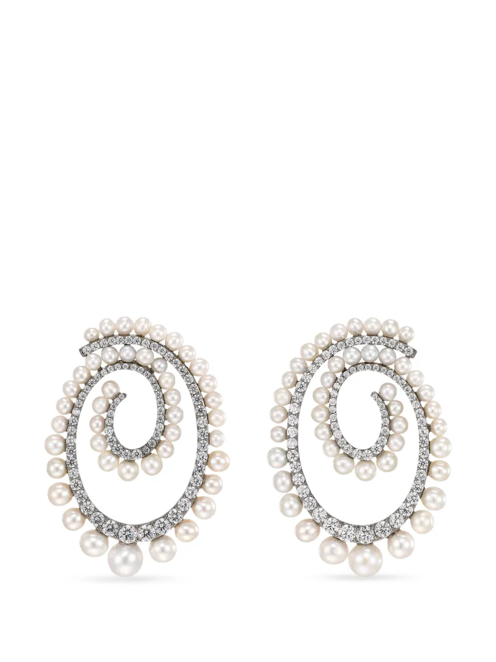 Anabela Chan Orecchini Vortex con perle e diamanti - Argento