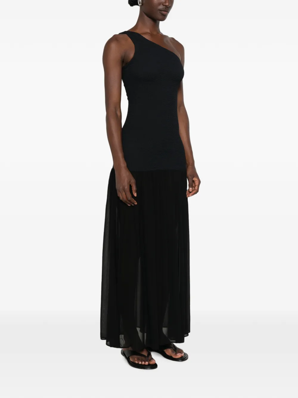 Hunza G Sandy asymmetrische maxi-jurk Zwart