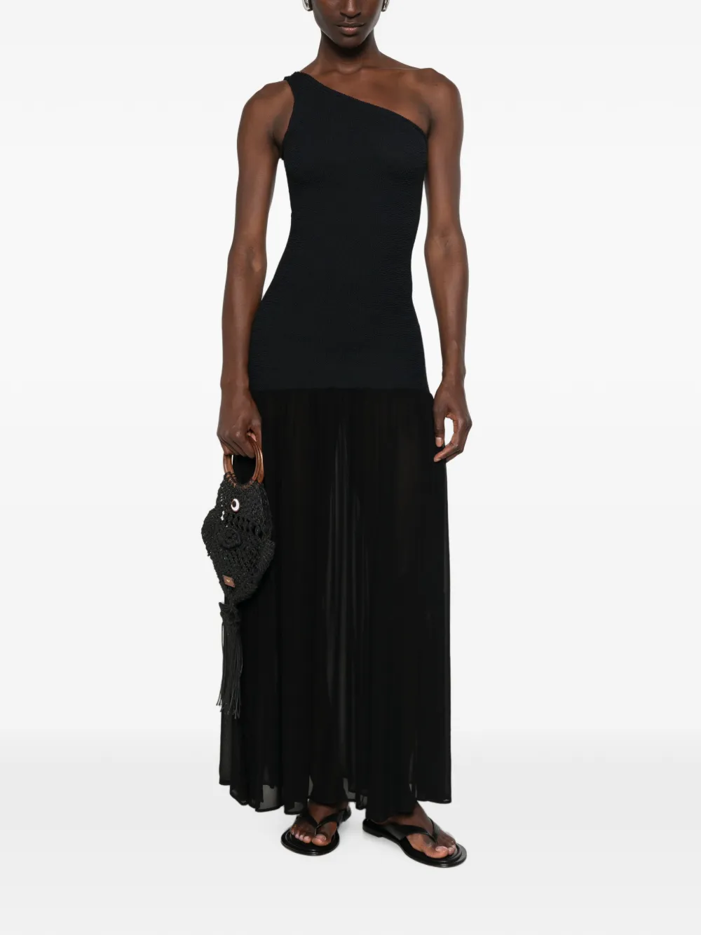 Hunza G Sandy asymmetrische maxi-jurk Zwart