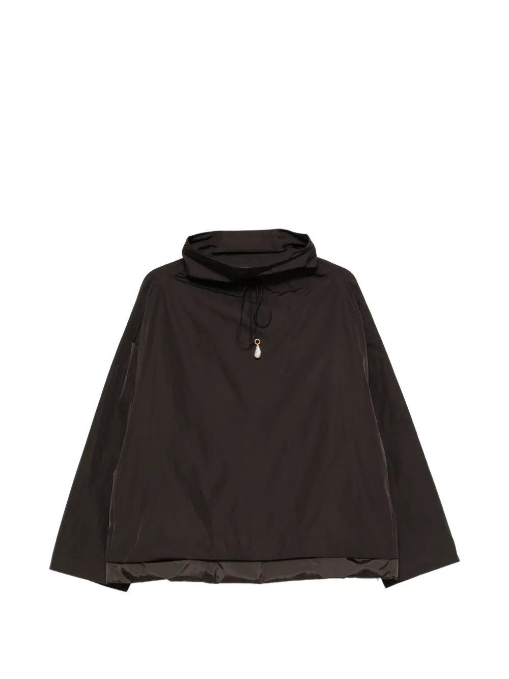 Carven pearl-pendant funnel-neck raincoat - Braun