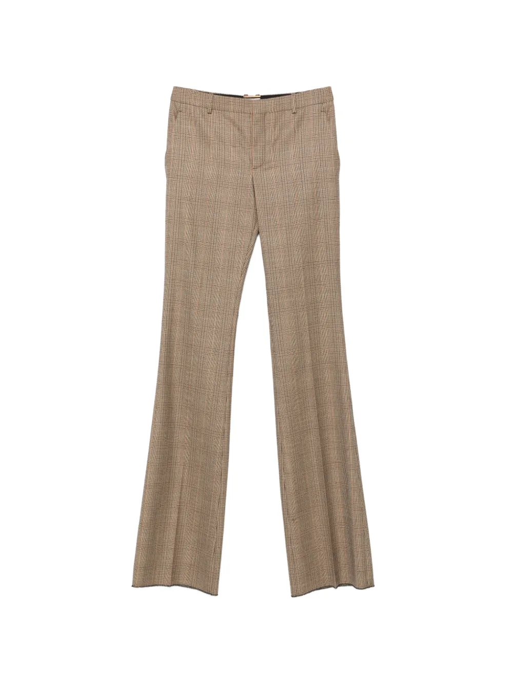 Saint Laurent check-pattern flared trousers - Braun