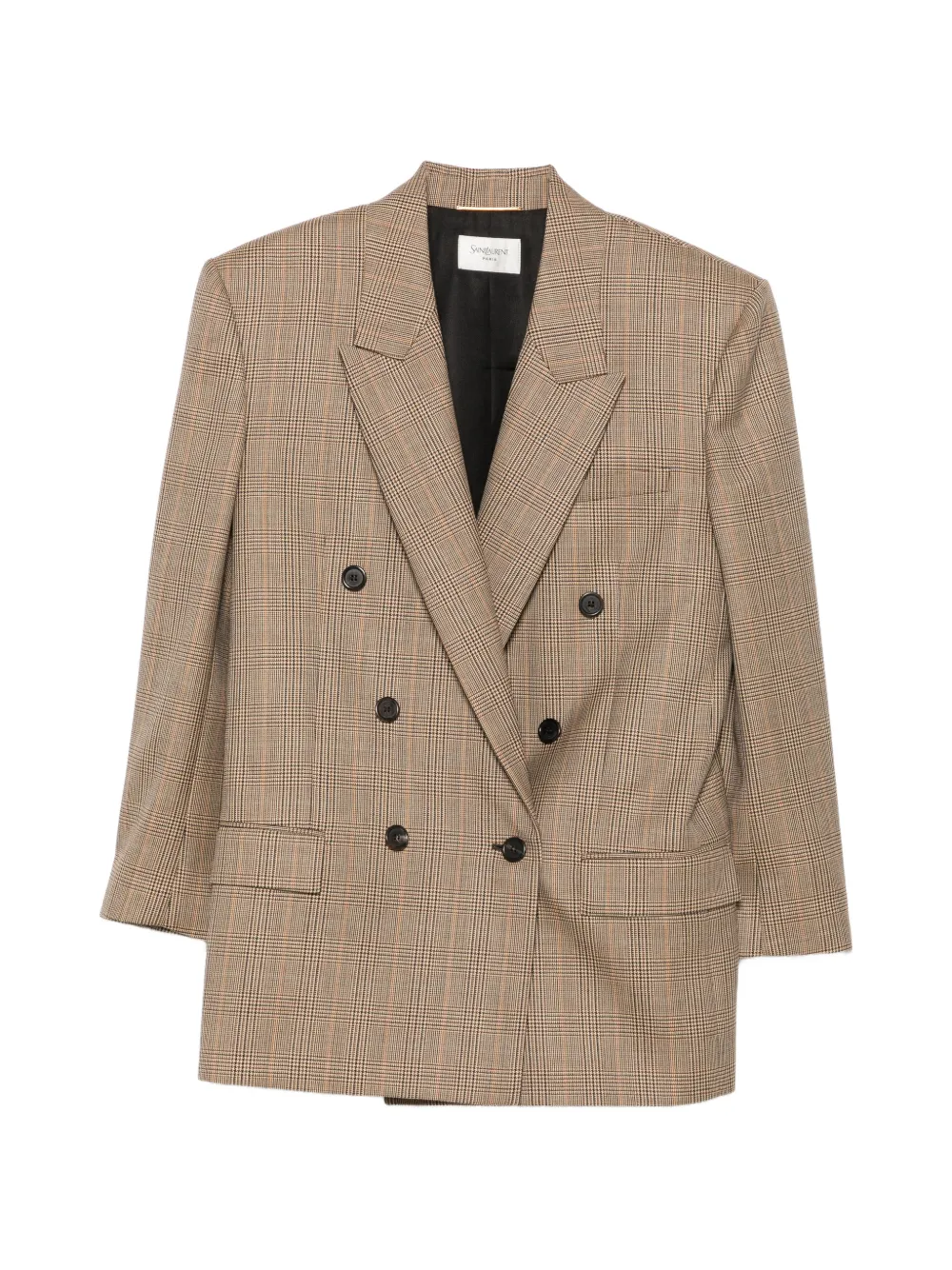 Saint Laurent check-pattern double-breasted blazer - Braun