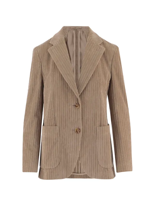 Lardini Ribbed Button-down Blazer in Brown