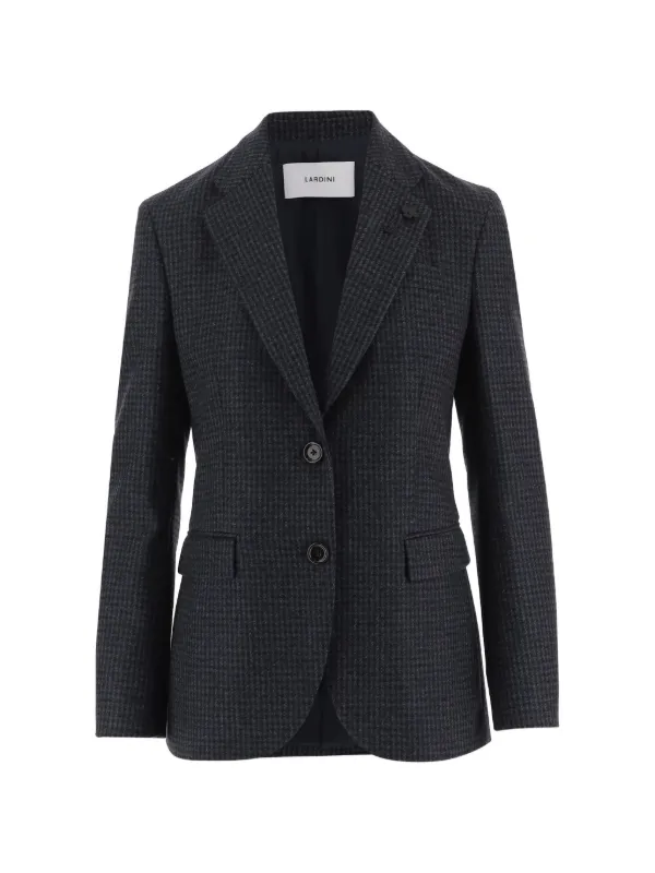 Lardini Houndstooth-pattern Single-breasted Blazer in Black