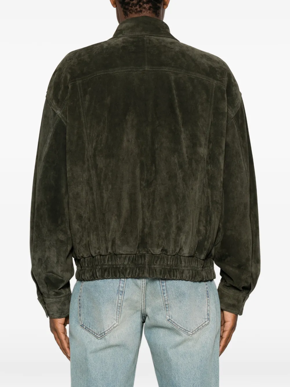Saint Laurent Bomber Jacket in Vintage Split Leather in Green, view 4