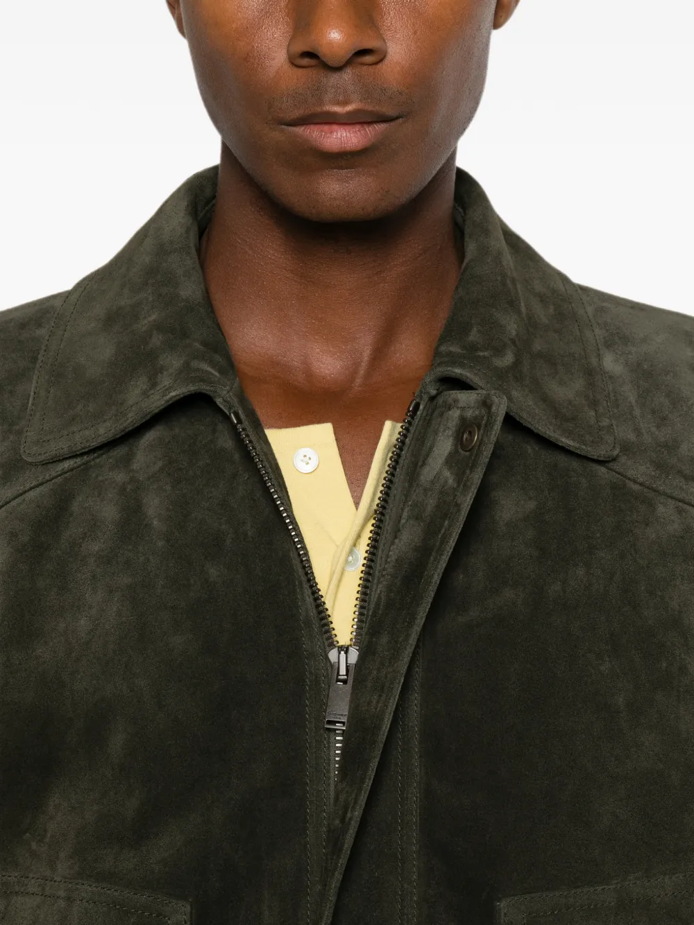 Saint Laurent Bomber Jacket in Vintage Split Leather in Green, view 5