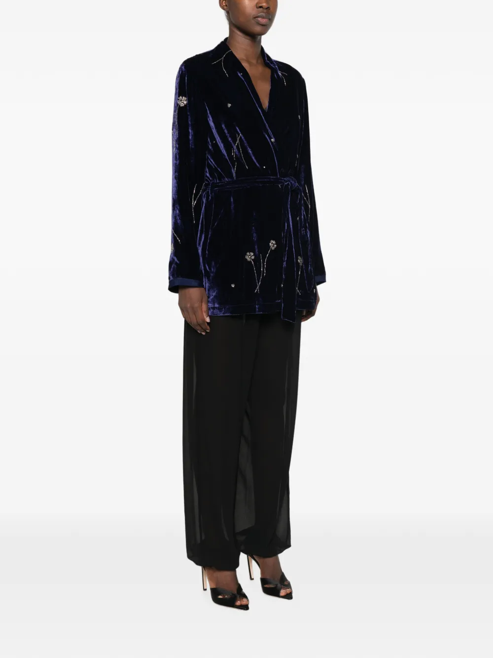 Forte Fleurs d'Orient kimono verfraaid met kristallen Blauw