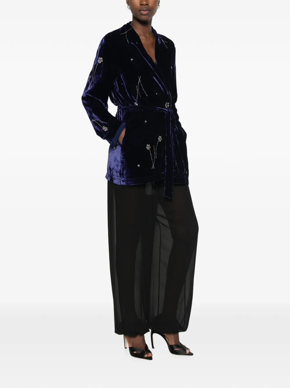 Forte Fleurs d'Orient kimono verfraaid met kristallen Blauw