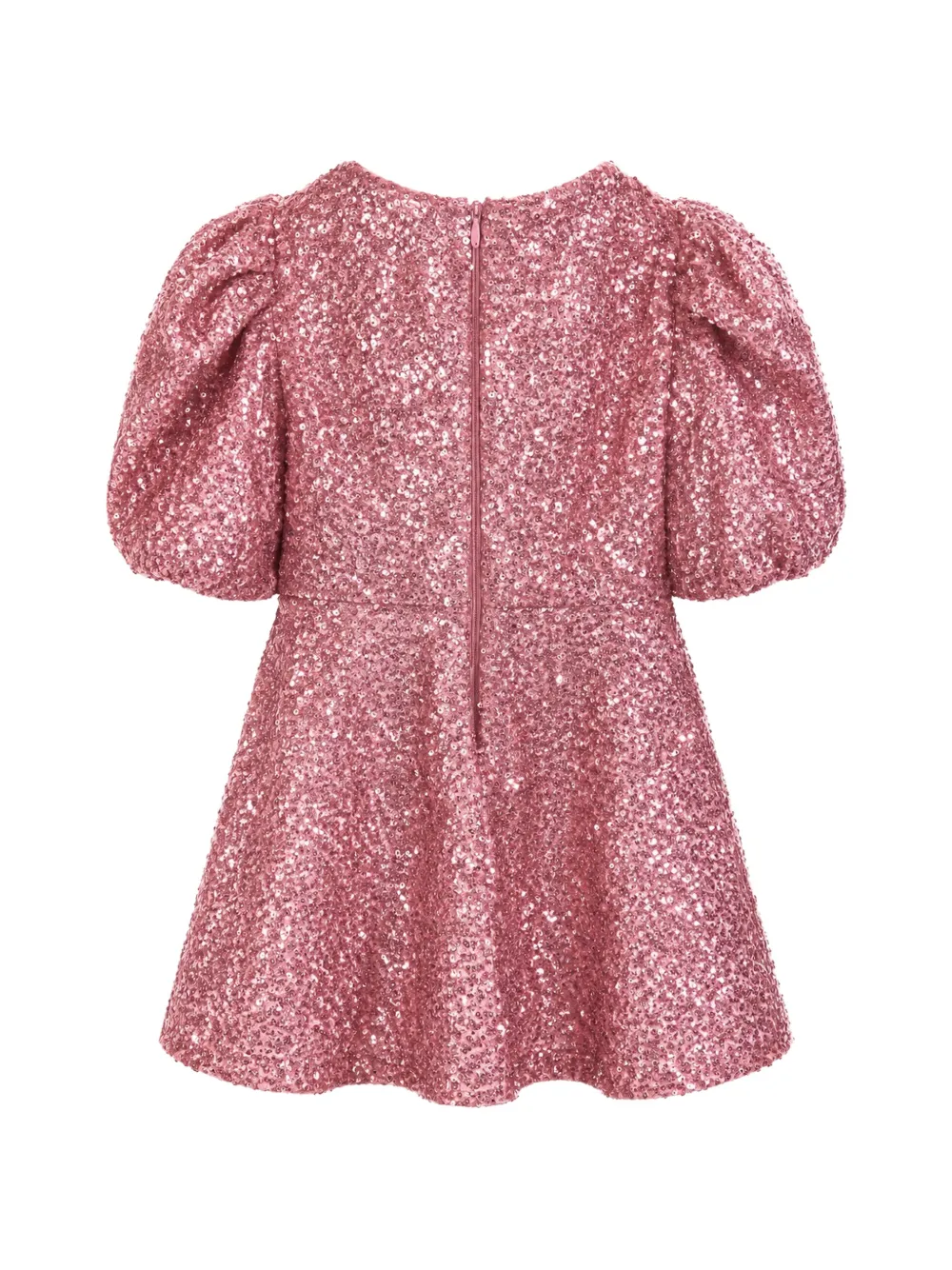 Mi Sol Jurk verfraaid met pofmouwen en pailletten Roze