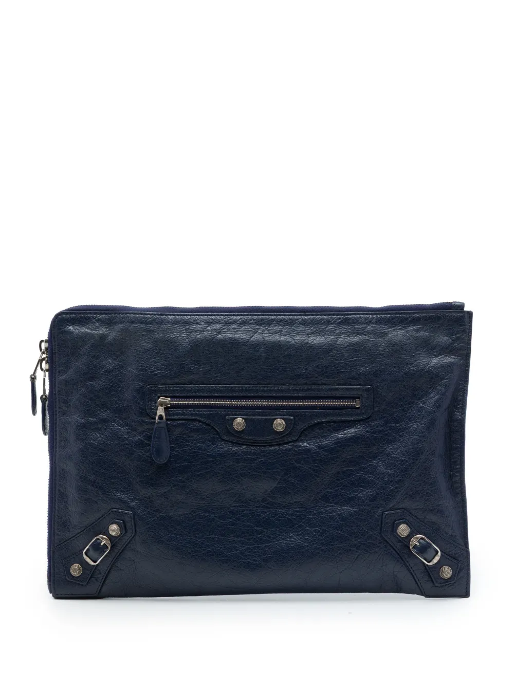Balenciaga Pre-Owned 2016 Lambskin Motocross Giant 12 Zip Around Flat clutch bag - Blu