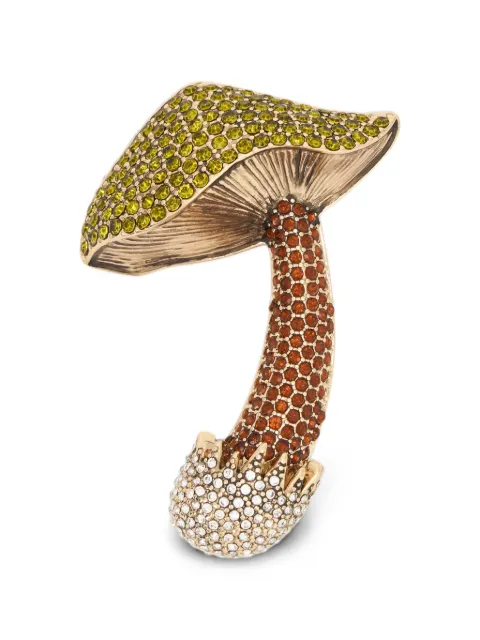 Weekend Max Mara metal brooch with rhinestones - olive green