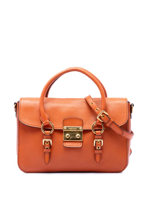 Miu Miu Pre-Owned bolso satchel de piel de cabra madrás con solapa 2010-2026
