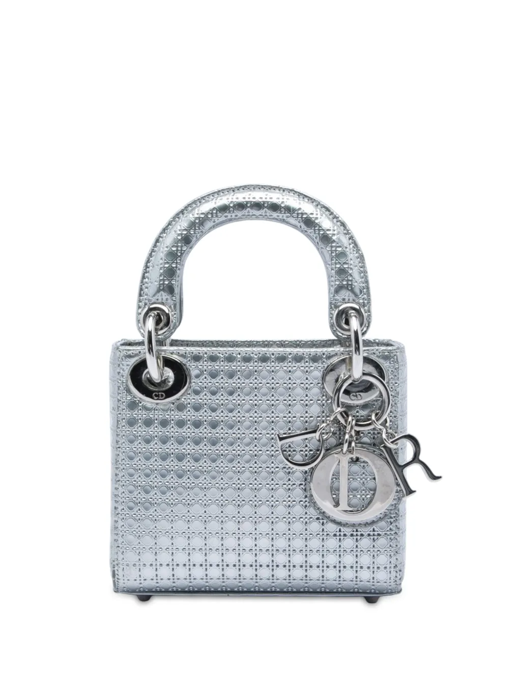 Christian Dior Pre-Owned 2015 Micro Metallic Patent Microcannage Lady Dior satchel - Silber