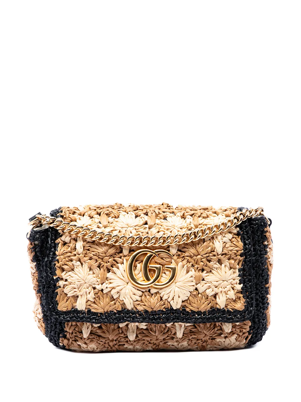 Gucci Pre-Owned 2016-2026 Small GG Marmont Raffia crossbody bag - Toni neutri