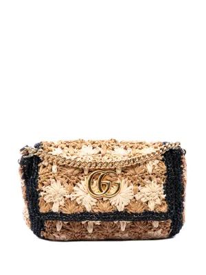 Gucci Pre-Owned 2016-2026 Small GG Marmont Raffia Crossbody Bag