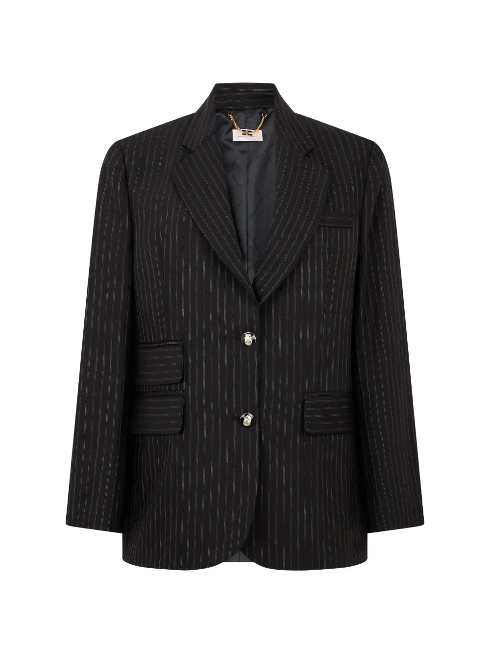 Elisabetta Franchi stripe-pattern notched-lapels blazer - Schwarz