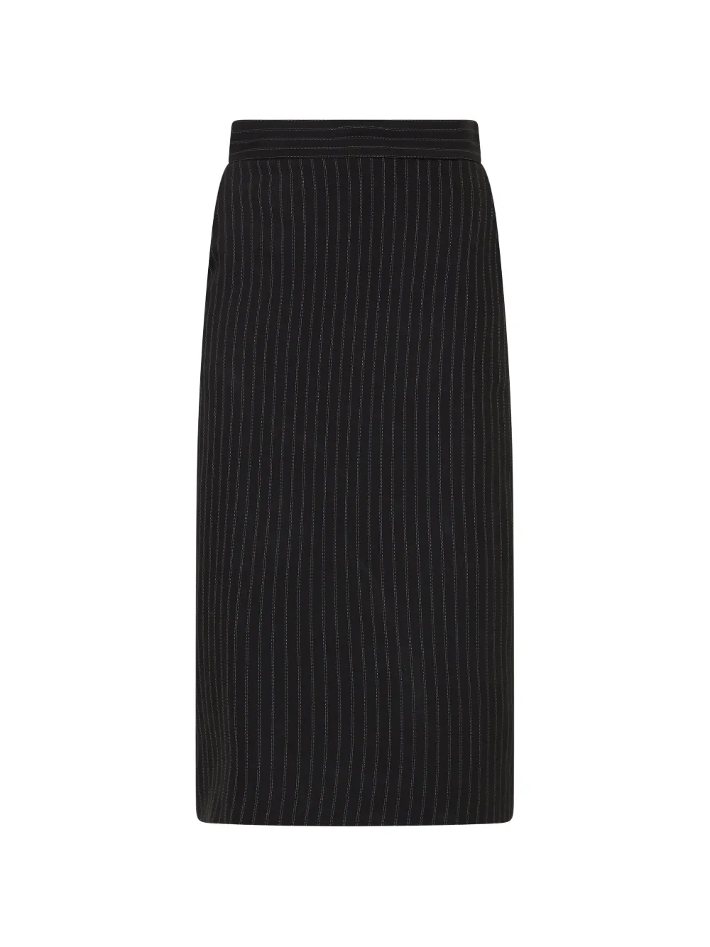 Elisabetta Franchi Midi-rok met krijtstreep en knoopdetail Zwart