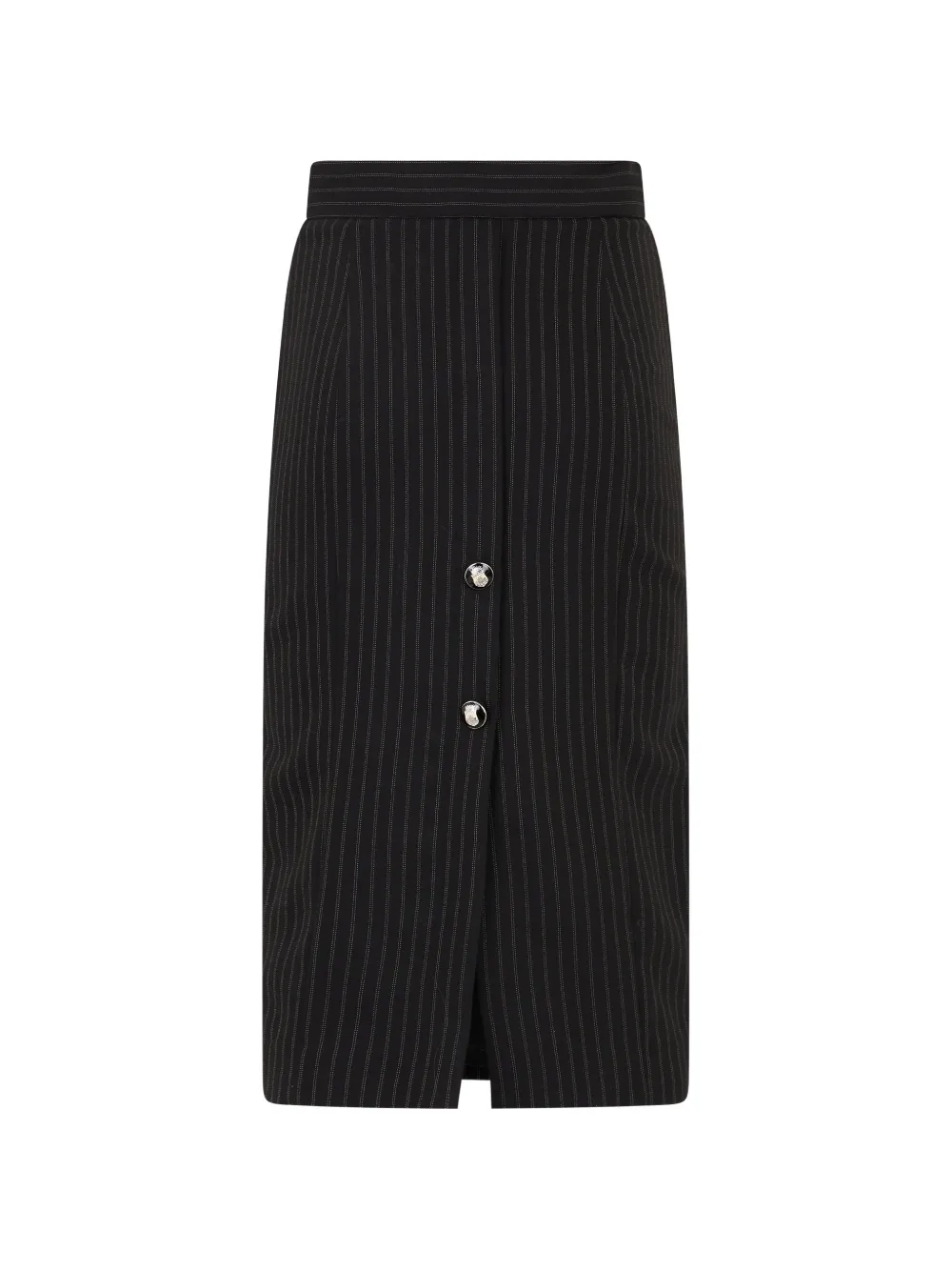 Elisabetta Franchi pinstripe-pattern button-detail midi skirt - Schwarz