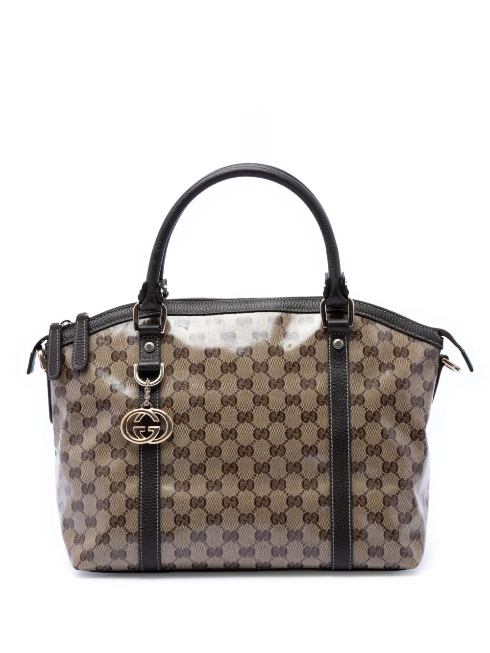 Gucci Pre-Owned 2016-2026 Medium GG Crystal Charm Dome satchel - Toni neutri