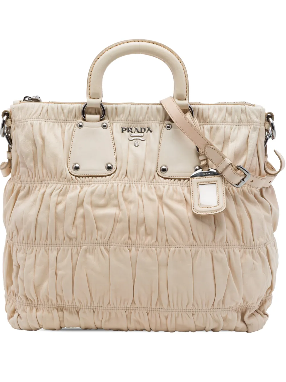 Prada Pre-Owned 2000-2026 Nappa Gaufre satchel - Nude
