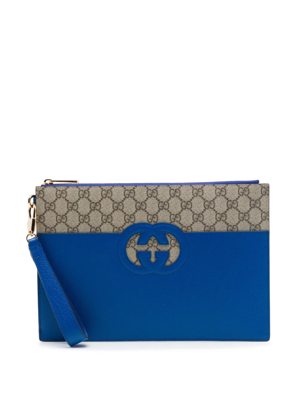 Gucci Pre-Owned 2016-2026 GG Supreme and Calfskin Cut Out Interlocking G clutch bag - Toni neutri