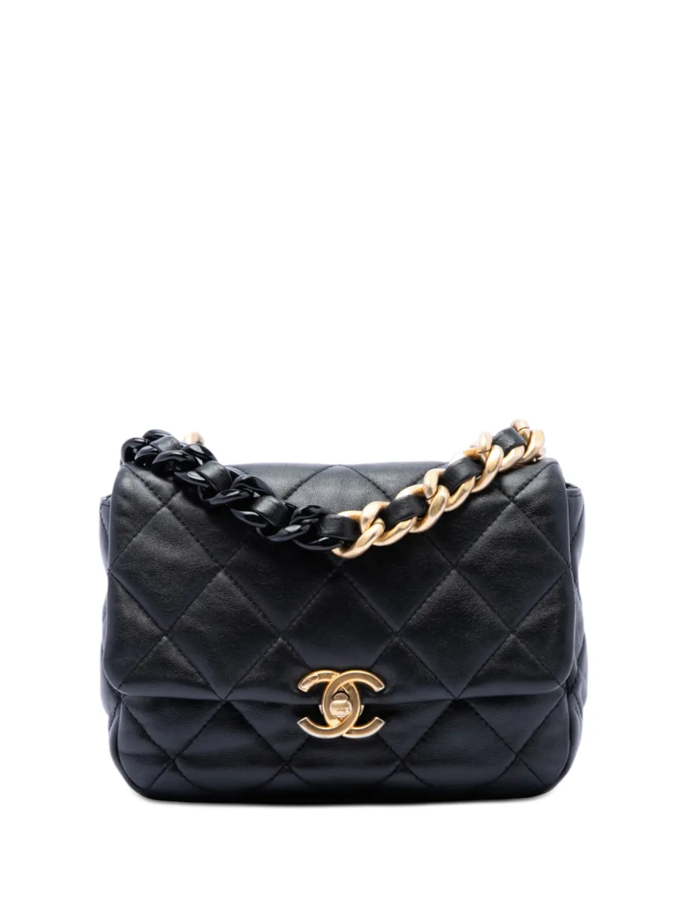 CHANEL Pre-Owned 2021-2026 Mini Quilted Lambskin Candy Chain Flap crossbody bag - Nero
