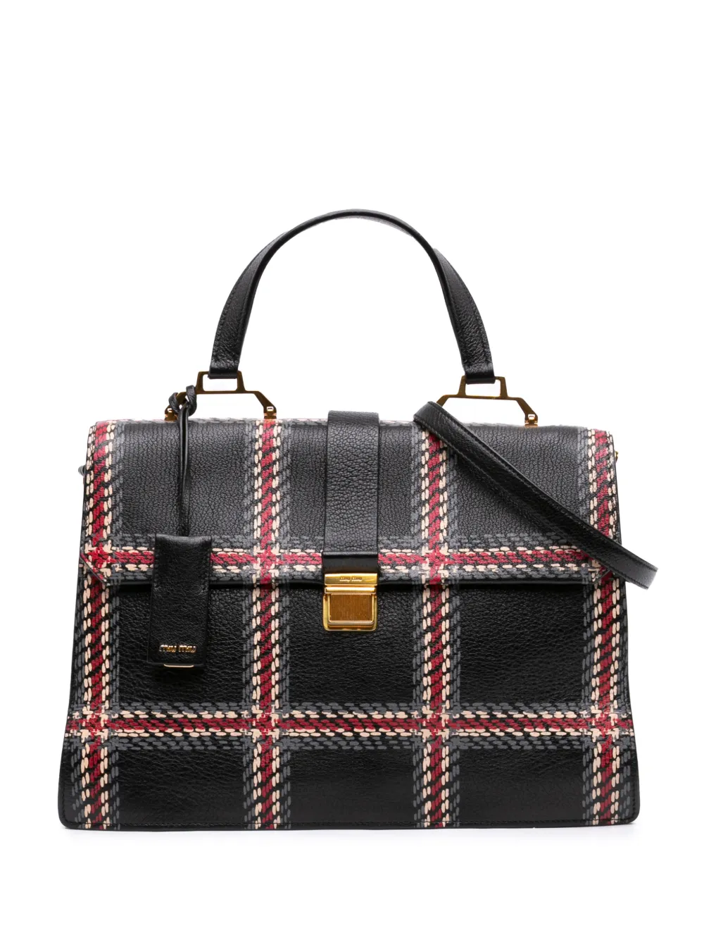 Miu Miu Pre-Owned 2010-2026 Printed Goatskin Madras Top Handle Bag satchel - Schwarz