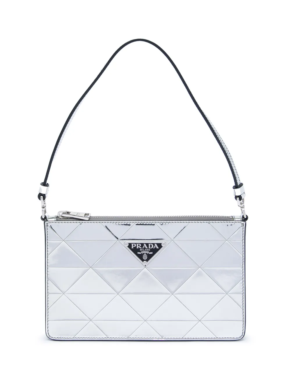 Prada Pre-Owned 2013-2026 Mini Metallic Spazzolato Tria shoulder bag - Silber
