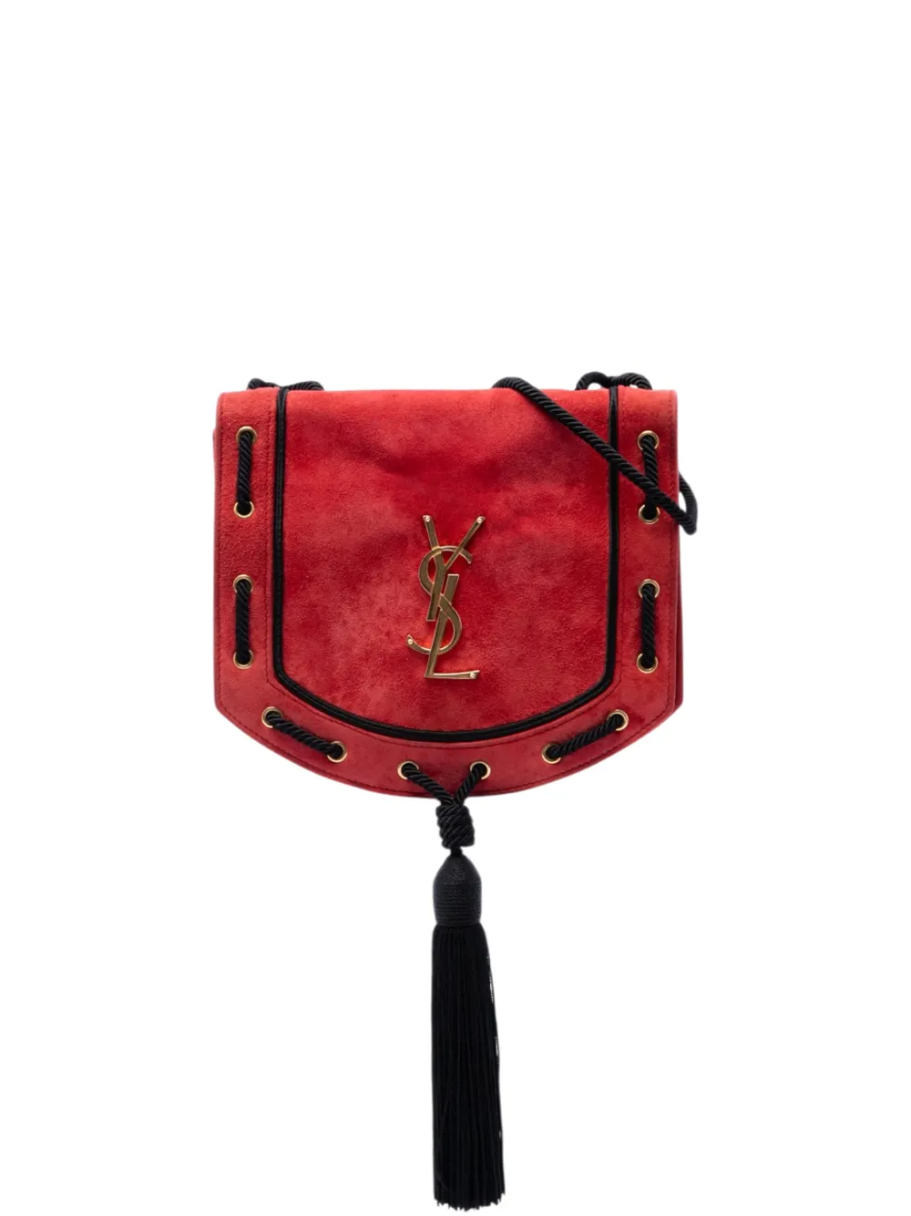Saint Laurent Pre-Owned 2021 Suede Monogram Fetish Tassel crossbody bag - Rosso
