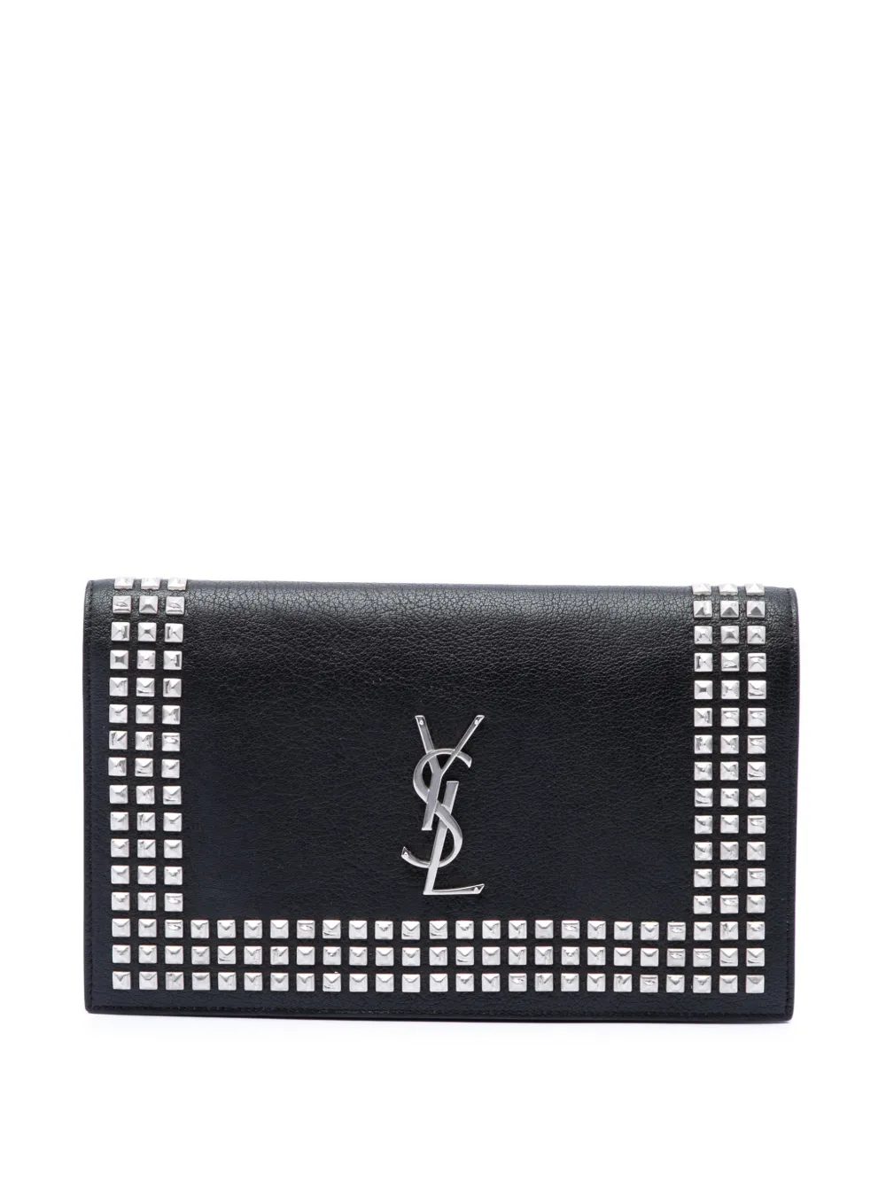 Saint Laurent Pre-Owned 2015 Studded Leather Monogram clutch bag - Nero