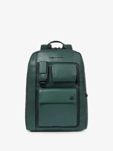 PIQUADRO multi-pocket leather backpack