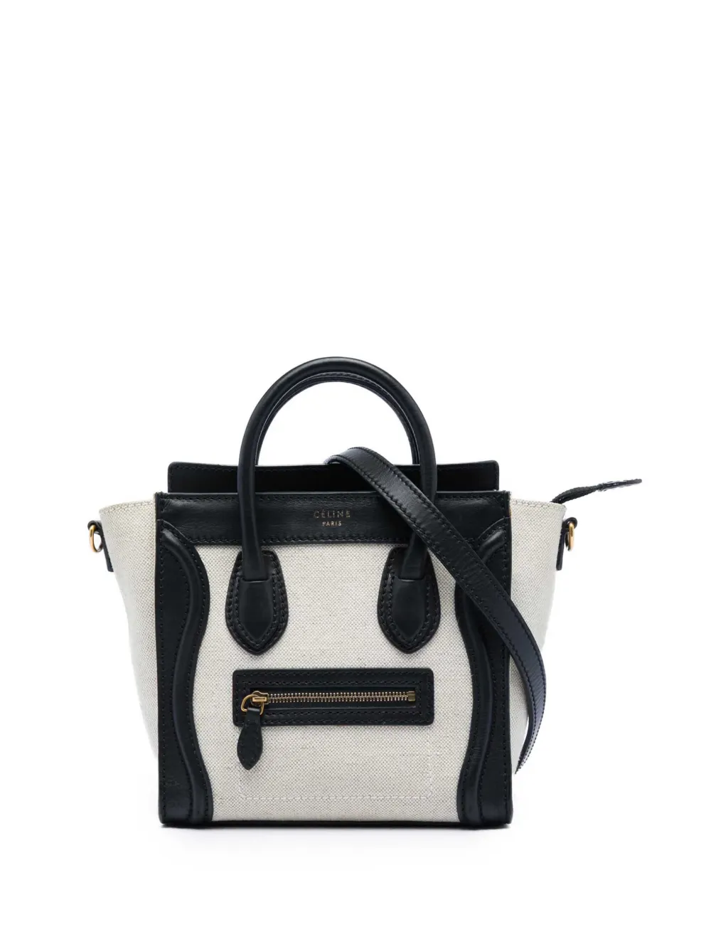 Celine Pre-Owned 2011 Nano Bicolor Canvas and Leather Luggage Tote satchel - Weiß